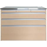 【室内設置サービス付き】【製造直販】【日本製】【完成品】ステンレス天板 NEWルフレ鏡面キッチンカウンター120／ピアノアイボリー