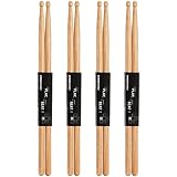 AVLA ドラムスティック 4組 ヒッコリー 5A ドラムスティックセット 楽器パーカッションアクセサリー 大人 若者 学生 初心者 どんぐりウッドチップ バランスのとれた快適なグリップ