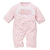 西松屋 EFD パイル長袖コンビドレス（ウサギ/クマ/ゾウ）【新生児50-60cm】 新生児 ピンク