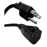 CableWholesale's Power Extension Cord, Black, NEMA 5-15P to NEMA 5-15R, 13 Amp, 16 AWG, 15 foot by C