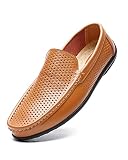 [シェリーラヴ] メンズ ドライビングシューズ ビジネスシューズ 本革 ローファー スリッポン モカシン 軽量 カジュアル デッキシューズ-ブラウン-43 26.5 cm