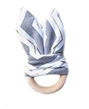 Amyster Plush Wooden Teether, Crinkle Bunny Ears, Grasping Rattles (Grey Jinbo) by Amyster