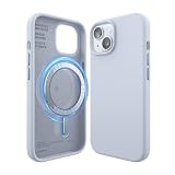 elago 磁気シリコンケース iPhone 15対応 6.1インチ すべてのMagSafeアクセサリーに対応 - 内蔵マグネット ソフトグリップ シリコン 耐衝撃 [ライトブルー]