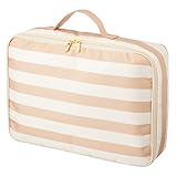 エクリチュール おむつポーチ Lサイズ 大きめ クラッチ 消臭＆抗菌 オムツ・おしりふき簡単 たっぷり収納 マルチポーチ (ベージュボーダー)