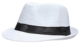 EOZY 子供用 無地 麦ワラ帽子 中折れハット キャップ シンプルでオシャレ 男女兼用 折りたたみ アウトドア 日よけ お出かけ 色選択可 (ホワイト1)