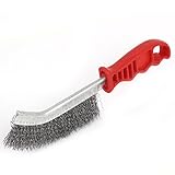 uxcell ワイヤーブラシ メタル製ブリストル プラスチック製ハンドル 25cm長さ