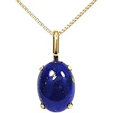 [ファッションジュエリーem] ラピスラズリイエローゴールド K18 18金 18k 大粒 オーバル ネックレス レディース