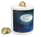 Moon Piggy Bank by Ambesonne , Night Sky With Stars Full Moon Universe Space HeavenlyボディRomanticイブニン