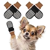 BEAUTYZOO 犬 靴下 滑り止め マジックテープ付き 4個セット 柔らかい 肉球保護 防滑ソックス 犬用靴下 脱げない 舐め防止 転倒防止 室内履き 通気性 介護 サポート シニア犬 小型犬 中型犬 大型犬 おしゃれ 可愛い（ブラック、S）