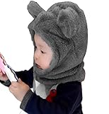 【SEBLES】 ベビー うさぎ 耳 ラビット ニット 帽 赤ちゃん 6カ月 ～ 4歳 全3色 サイズ M L クロスセット (グレー,L)