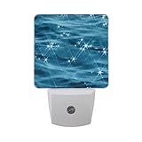naanleのセット2 Sparkling Blue Ocean Water Waves Glowing Star Shining効果Summer Natureデザイン自動センサーLED Dusk t