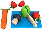 VolksRose? Wooden Cutting Fruit & Vegetable Set - Children Toddler Pretend Wood Play Food Set Toys f