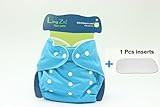 LINGZHI 新型サイズ可調整おむつカバー 通気性綿 快適 1枚入 (カラー:ブルー）