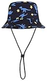 C-Princess 男児 サファリハット バッケトハット 日よけ 帽子 つば広 ベビー ハット 子供 キッズ 男の子 恐竜柄 お洒落 UVカット 遠足 登山 54cm