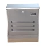 ポスト 郵便受け レトロ ステンレス【幅34.5×奥行10×高42cm】 INK-15010072H