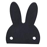 2pcs Cute Bunny Wooden Clothes Hook for Kids Room Wall Decorate ECO Friendly Rabbit Hanger Hook (Bla