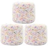 毛糸 カラフル 編み糸 極太 1玉50g/3玉セット コットン 毛糸 並太 織り楽 ハンドメイド バッグ 装飾 ヘアピン 手袋 マフラー (M)
