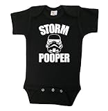 嵐Pooper /ブラックコットンBaby Onesie、ホワイトテキスト – Star Wars Inspired /バッフル カラー: ブラック