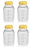 Medela Breast Milk Collection Storage Feeding Bottle w/ Lid 5 Oz/ 150 Ml X4 by Medela