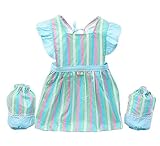 [ストライプ-2]コットンの子供のエプロンの料理ペインティングスモックキッズアーティストエプロン