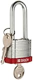Brady 105898 1-1/3 Height, 1-9/16 Width, 7/8 Depth, Reinforced Laminated Steel Red Color Steel Padlo