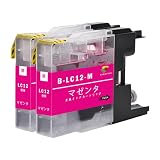 LC12-M マゼンタ 2本セット Brother互換インクカートリッジ 互換品 ブラザー用 互換インク 純正品併用 LC12 大容量 残量表示機能付 ICチップ対応 DCP-J940N J740N J540N J925N J725N J525N MFC-J840N J960 710D J860 J810 J6710CDW J6510DW J5910CDW J955 J825N J705