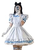 [FULINE] メイド服 コスプレ メイド 定番 衣装 3点セット 仮装 コスチューム こすぷれ 可愛い 男ウケ レディース ハロウィンコスプレ 大きいサイズ (L, ブルー)