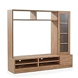 LOWYA （ロウヤ） テレビ台 壁面収納 一体型 木目調 ガラス扉 オープンラック 可動棚 たっぷり収納 ～50型対応 テレビスタンド ハイタイプ 幅160cm おしゃれ 新生活 ヴィンテージナチュラル