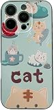 KOLO【cat 猫】iPhone対応 16 Pro スマホケース かわいい 可愛い ねこ 猫 ネコ カバー(薄水色) iPhone16 Pro