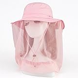 【Rurumi】防虫 虫除け ネット 付き 帽子 ガーデニング ハット 日よけ 紫外線 対策 虫刺され 防止 園芸 農作業 釣り ハイキング アウトドア キャンプ (ピンク)
