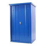 屋外物置 スチール製 家庭用収納庫 鍵付き 青 幅約935mm×奥行約810mm×高さ約1550mm 倉庫 納屋 物置き スチール物置 スチール収納庫 ガレージ 収納 可動棚 吊り戸 吊戸 吊り扉 上