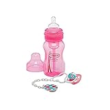 Drブラウン240ミリリットルボトル＆おしゃぶりギフトパック、ピンク (Dr Brown's) (x 4) - Dr Browns 240ml Bottle & Soother Gift Pack, 