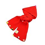 (よキーよ)Yokeeyo ニット帽子 マフラー ケープ 一体型 フード ポンチョ 襟巻 肩まであたたかキャップ 赤ずきんちゃん風マフラー ニットキャップ マルチ毛玉付き 可愛いとんがりハット秋冬 防