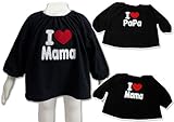 【I lovePaPa&Mama】アイラブパパ&ママ フリース アイラブアップリケ スモック ブラック 95cm パパ