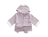 Anbaby Cute Animals Hooded Bathrobe and Towel 0-24 Months Bath Robe Baby Shower Gift (Purple Hippo) 