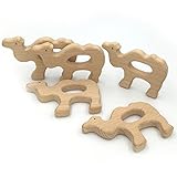 Kissteether 5個DIYペンダントハンドカット木製キャメルエコフレンドリーな木製のベビーテザー自然のブナ木製品 (木製カラー5個)