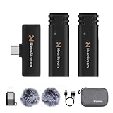 NearStream ワイヤレスマイク ピンマイク Mic 送信機2台+受信機1台 技適認定済み 2.4GHz ラベリアマイク 360°無指向性 スマホ用マイク ノイズキャンセリング/デュアルチャンネル/10M伝送距離/6時間連続駆動 プラグ＆プレイ クリップ式 TikTok＆YouTube＆Vlog 動画撮影/ライブ配信用/生放送/オンライン授業 小型軽量 AWM10T-JP