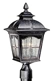 Vaxcel USA ADOPU090BP, Arcadia 2 Light Outdoor Post Lighting Fixture in Black and Silver, Glass by V