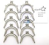 starPG 5cm 丸型 がま口口金 差し込み式 型紙付き ハンドメイド パーツ ホビー用 業務用 10個セット (シルバー)