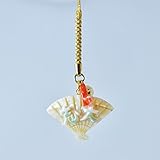 扇 大志 文字 夜光貝製 根付 土佐沖血赤珊瑚付き 金色紐