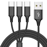 prendre USB Type-C マルチ 充電ケーブル 2m 200cm 3股 合計5A 最大2.4A 同時充電 USB C タイプC ナイロン 編込みケーブル スマートフォン タブレット スマホ （2m） PR-UTC09-200