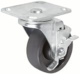 RWM Casters 30 Series Plate Caster Swivel with Brake Polyolefin Wheel Roller Bearing 375 lbs Capacit