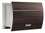 (レオン)LEON 郵便ポスト mail box デザイナーズ ポスト MB0310 ステンレス 木目調 埋め込み型 エボニーウッド (ダークブラウン)