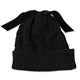 西松屋 ベロアリボン付きニット帽子 【50-52cm】　ブラック