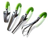 Radius Garden NRGSET Green 4-Piece Ergonomic Gardening Hand Tool Set, Includes Trowel, Transplanter,