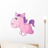 Wallmonkeys wm152719かわいいベビーピンクとパープル漫画ポニーPeel and Stick Wall Decals 12"W x 11"H - Mini GEN-16430-12