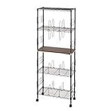 ルミナス ウッドシェルフ付ラック ポール径19mm ブックシェルフ(本棚) 幅59.5×奥行29.5×高さ155.5cm WS6015-5BB WS6015-5BB