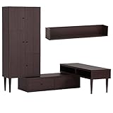 arne テレビ台 キャビネット ウォールシェルフ 完成品 日本製 配線収納 3点セット T-003 T3H-cabi WallBox C-1200 ダークブラウン