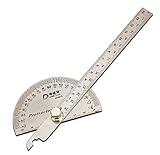 CHENGYIDA 100mm ステンレス スチール 回転180度の 測定分度器 メトリック ルーラー ステンレス製の分度器ラウンドアングルファインダークラフト アームルーラーマシニストツール