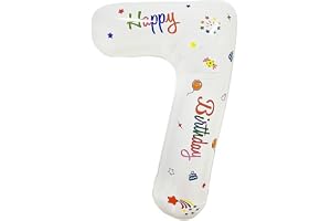 PomeloCoto 7数字 バルーン白 小きい誕生日 飾り付け7歳, 86cm白風船 数字7スウジ バルーン オオキイ 記念日/カーニバル/卒業式/プロポーズ/写真撮影用小道具